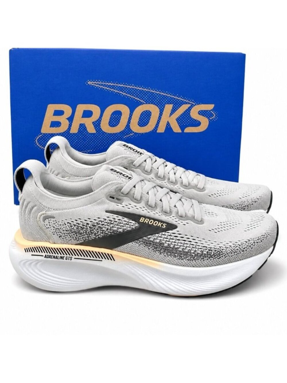 Brooks Adrenaline GTS 25 Supportive Womens 7 Wide Grey Pearl Coral Running Shoes